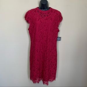 Simply Styled Red Lace Short Cap Sleeve Dress